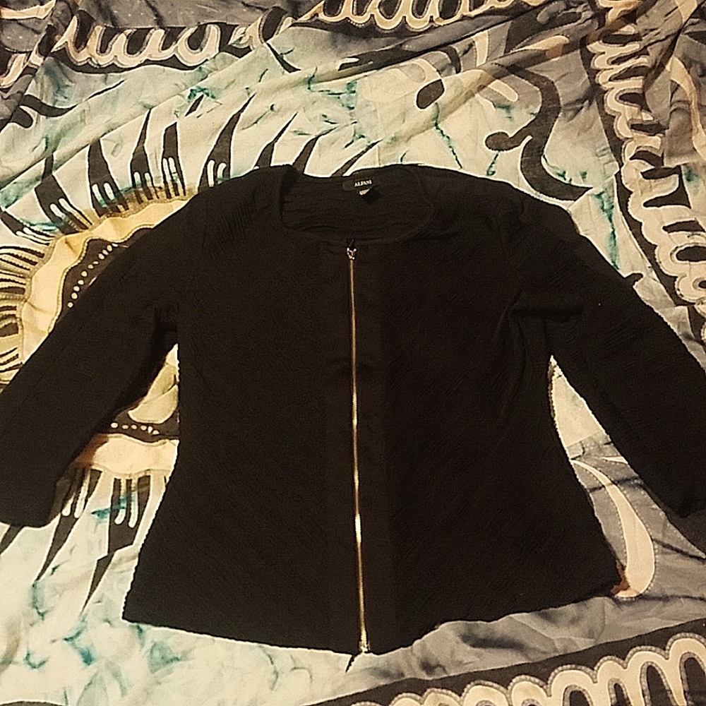 Alfani medium black women's zip up blouse or blazer